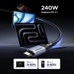 Ugreen 240W 8k60 40GBPS USB C-C PD3.1 Cable 1 Meter (L705) - #65175 - Image 11